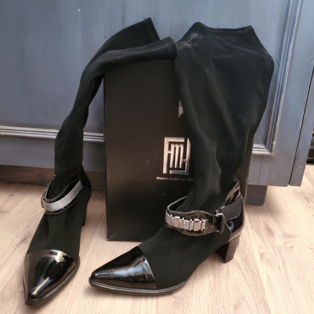 France Mode black boots, size 7